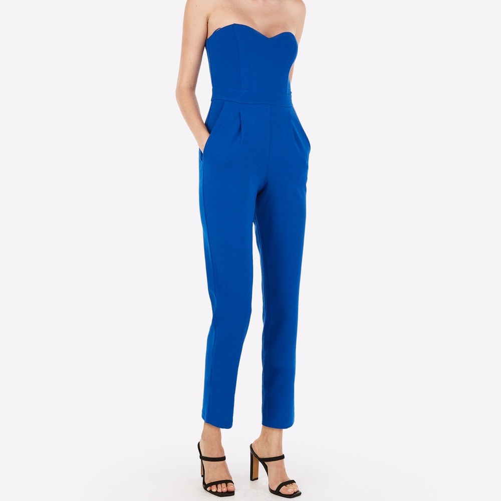 EUC Express Blue Strapless Sweetheart Jumpsuit